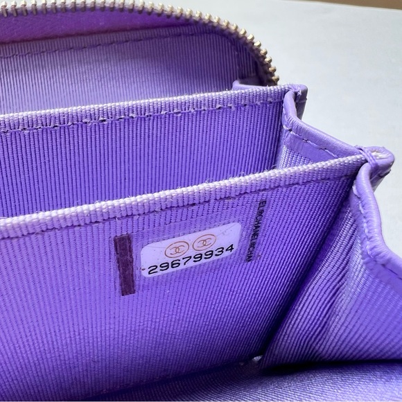 Used Chanel Zip Coin Purse Cardholder / Purple - Picture 10 of 12